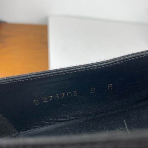 VTG Stuart Weitzman Womens 8B Black Block Patent Leather Heel Satin Pump Slip On - Picture 7 of 7